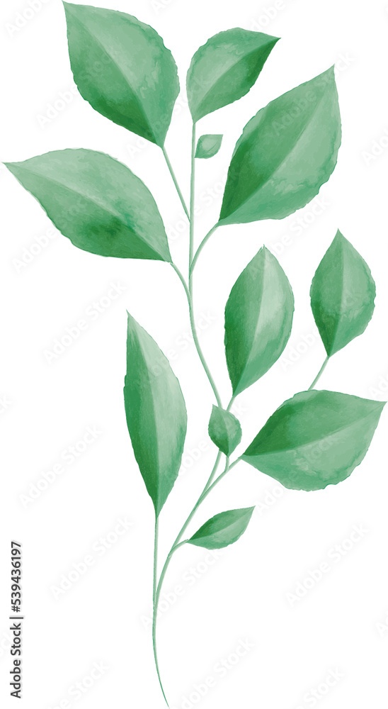 Watercolor Green Leaf For Wedding Decoration