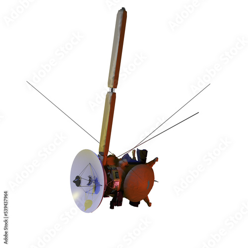 Cassini Huygens orbiter. Elements of this image provided by NASA. 3D rendering.  photo