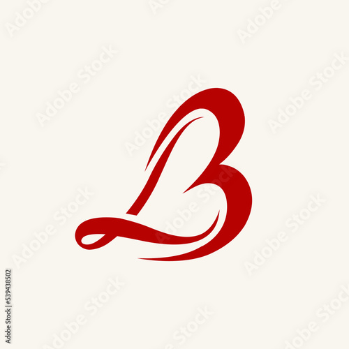 LB monogram logo.Calligraphic signature icon.Heart letter l, letter b.Lettering sign.Wedding, fashion, beauty, gift boutique alphabet initials.Handwritten style characters.Love symbol.