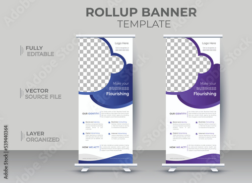 Rollup banner design for company promotion, creative corporate standee banner 