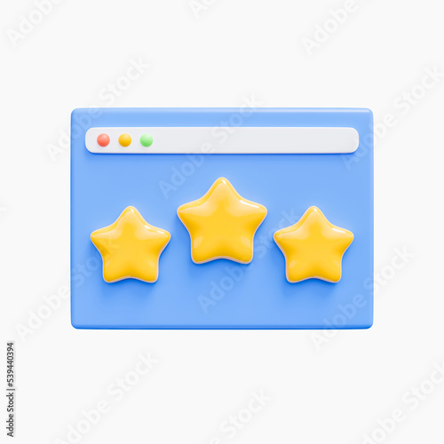 3D render customer review and rating concept icon illustration.