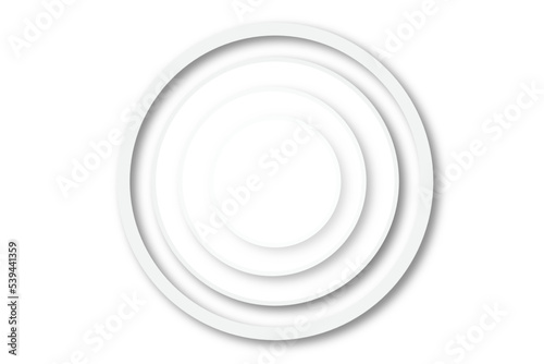 Abstract white and grey geometric overlapping circle background with shadow. Vector illustration. You can use for background poster, brochure, design artwork, template, banner, wallpaper.