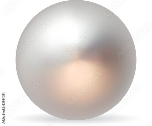 Shiny natural white pearl with light effects. Vector EPS-10