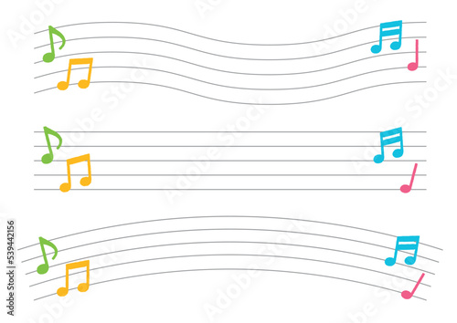 五線譜のフレームイラストのセット1
