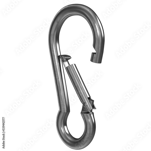 3d rendering illustration of a carabiner cable clip