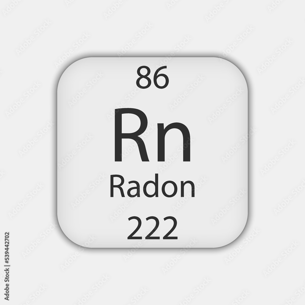 Radon symbol. Chemical element of the periodic table. Vector illustration. Radon symbol. Chemical element of the periodic table. Vector illustration.