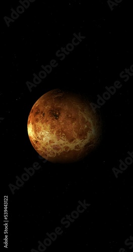 Venus planet orbiting in its own orbit in the outer space. 4K Vertical photo