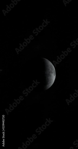 Lunar phases in the moon with movement of libration