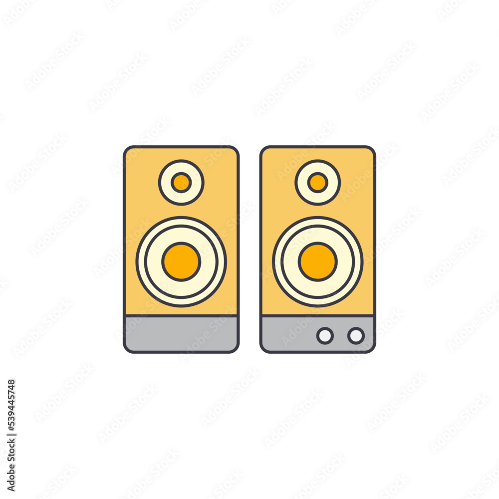 Stereo speaker icon in color, isolated on white background Stereo speaker icon in color, isolated on white background