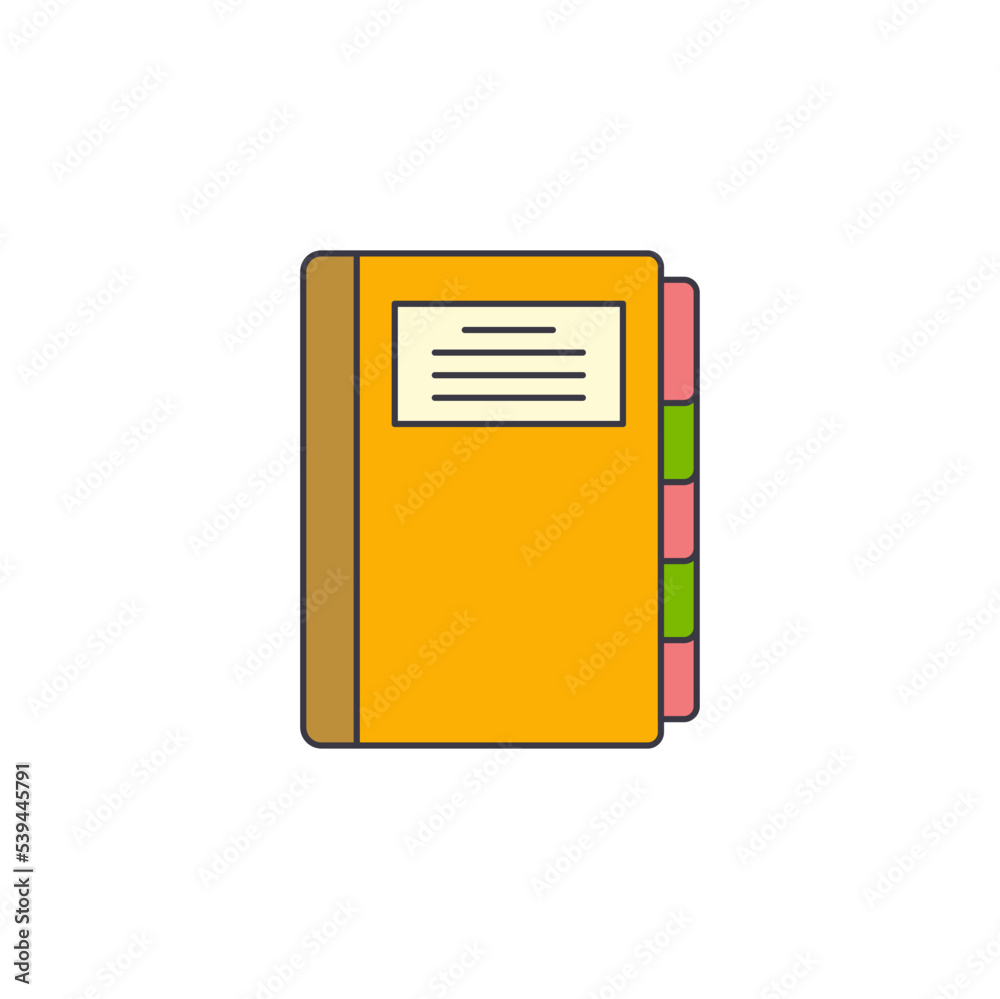 Notebook icon in color, isolated on white background Notebook icon in color, isolated on white background