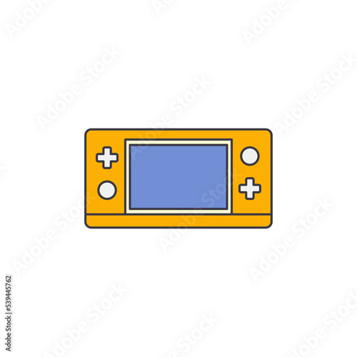 Portable video game icon in color, isolated on white background 