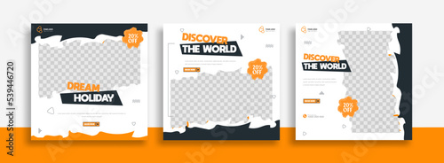 Traveling and holiday tour vacation for instant post or social media post banner ads promotion template