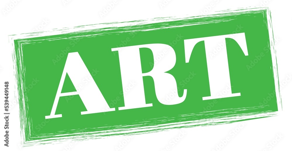 ART text written on green stamp sign. ART text written on green stamp sign.