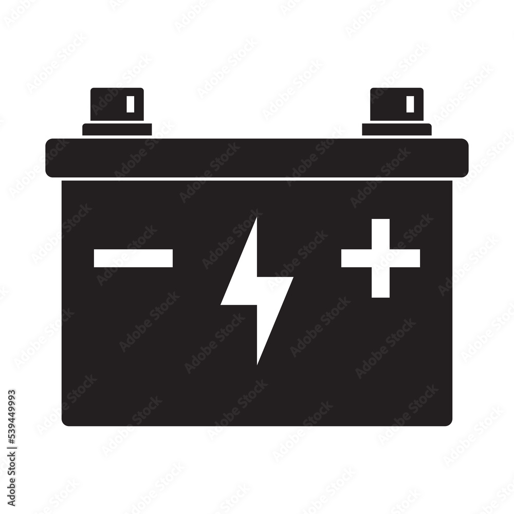 Car battery icon collection. Energy power accumulator. Automotive charge sign. Auto battery symbols isolated on white background. Vector illustration.