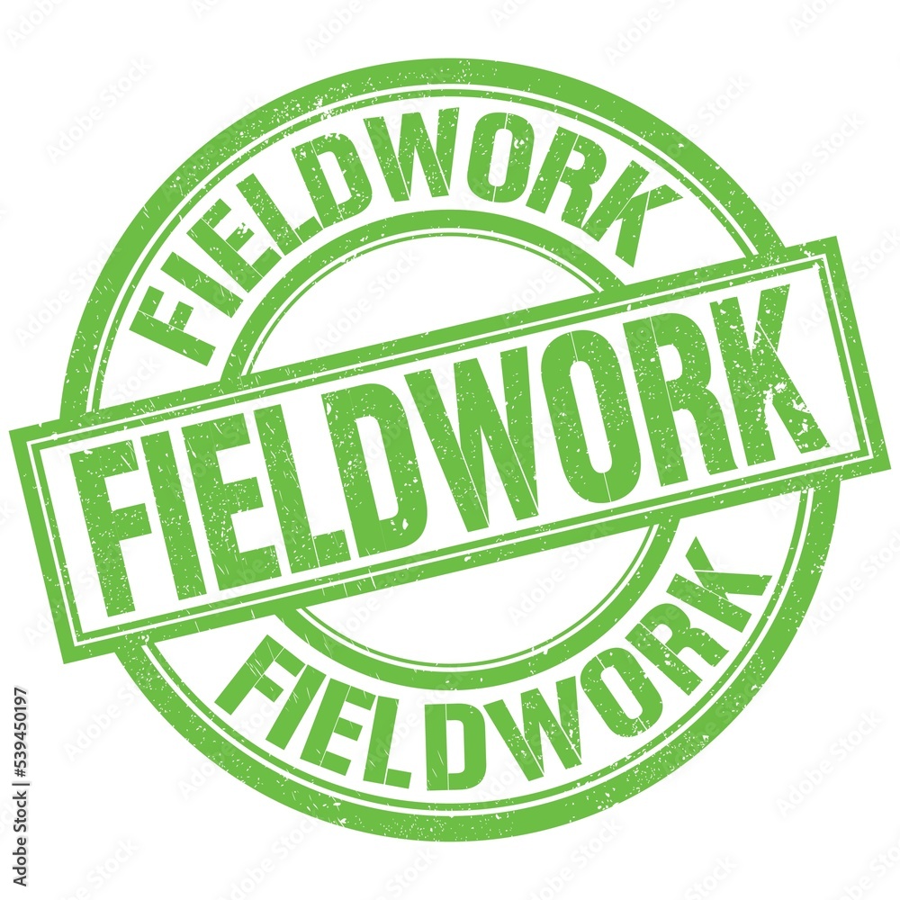 FIELDWORK written word on green stamp sign FIELDWORK written word on green stamp sign
