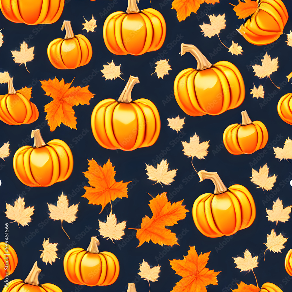 かぼちゃと紅葉がたくさん並んだイラスト。 かぼちゃと紅葉がたくさん並んだイラスト。