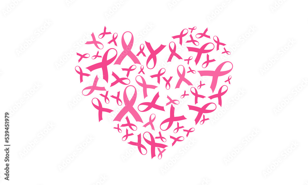 Heart Cancer Ribbons , Pink Cancer  Heart, Heart Cancer Awareness Vector and Clip Art