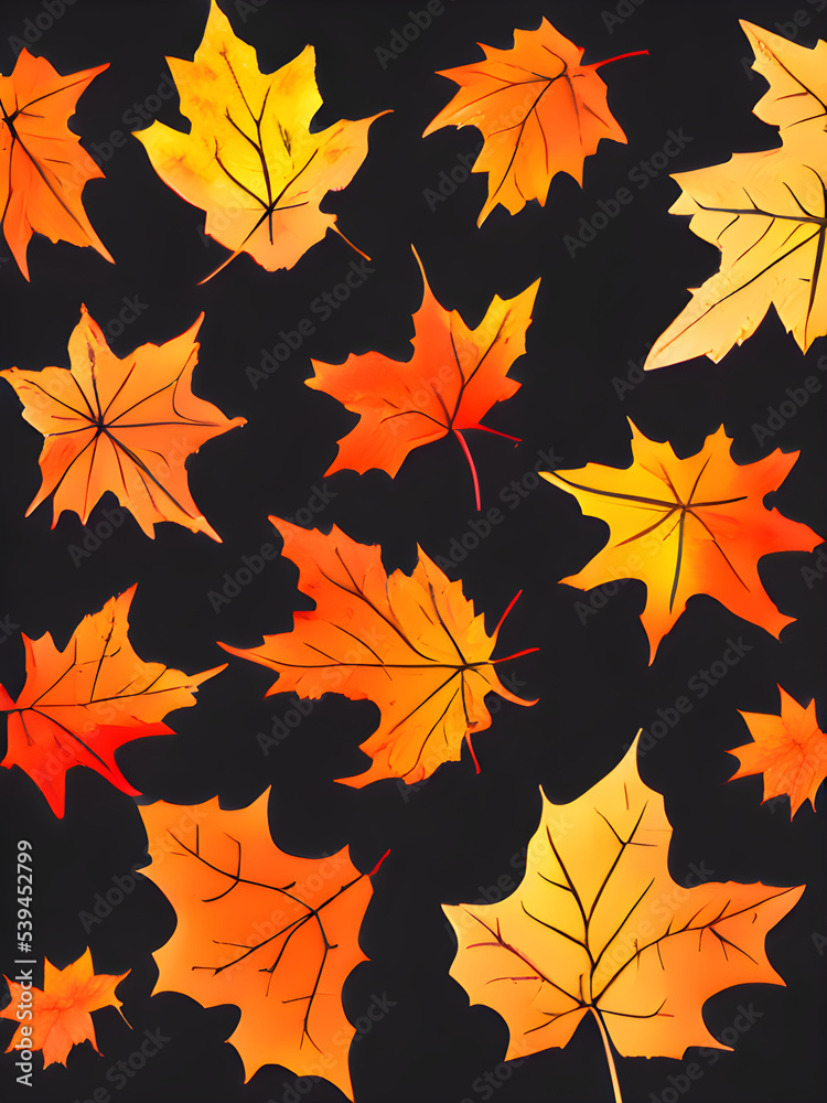 Fototapeta premium 秋、紅葉をテーマにしたイラストです。