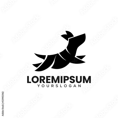 dog jumping logo design template