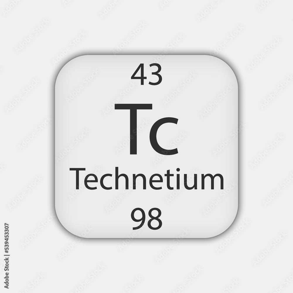 Technetium symbol. Chemical element of the periodic table. Vector illustration. Technetium symbol. Chemical element of the periodic table. Vector illustration.
