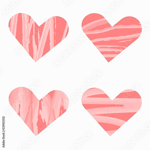 set of pink and red hearts