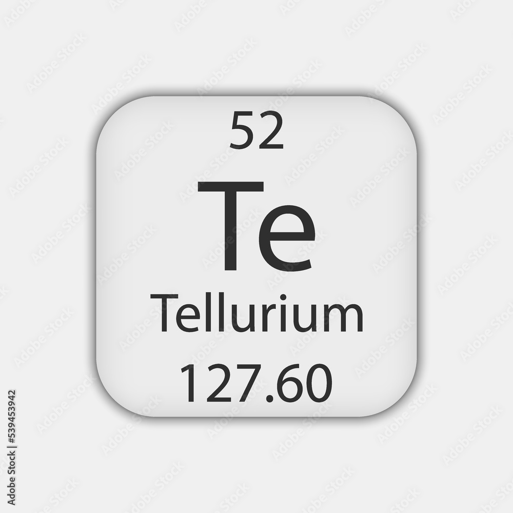 Tellurium symbol. Chemical element of the periodic table. Vector illustration. Tellurium symbol. Chemical element of the periodic table. Vector illustration.