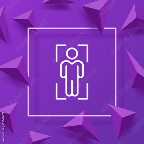 Identification line icon. Biometrics, full height, face ID, face recognition, speech, fingerprints, palm scanner, DNA. Personal data, verification. Authentication concept. Vector line icon
