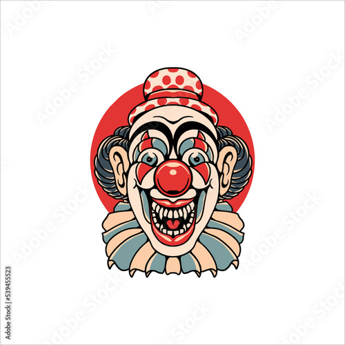 smiling evil clown scary illustration
