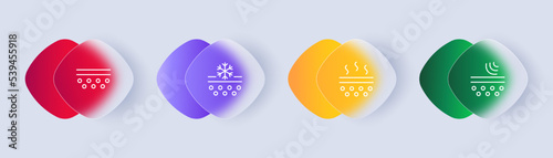 Skin care set icon. Ultraviolet, Moisturizing, Care, Evaporation, Sunscreen, Sunburn, wetting, damping, Acne, Pores. Hygiene concept. Glassmorphism style. Vector line icon for Business