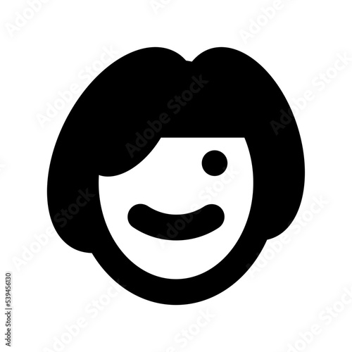 Happy Girl Flat Vector Icon