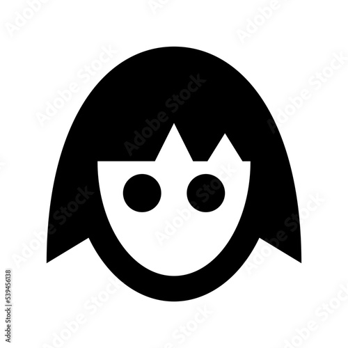 Cartoon Girl Flat Vector Icon