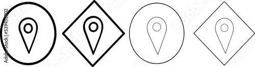 Set of location black and white icons. Group of icons, map markers. Vector illustration on a white background. map pins