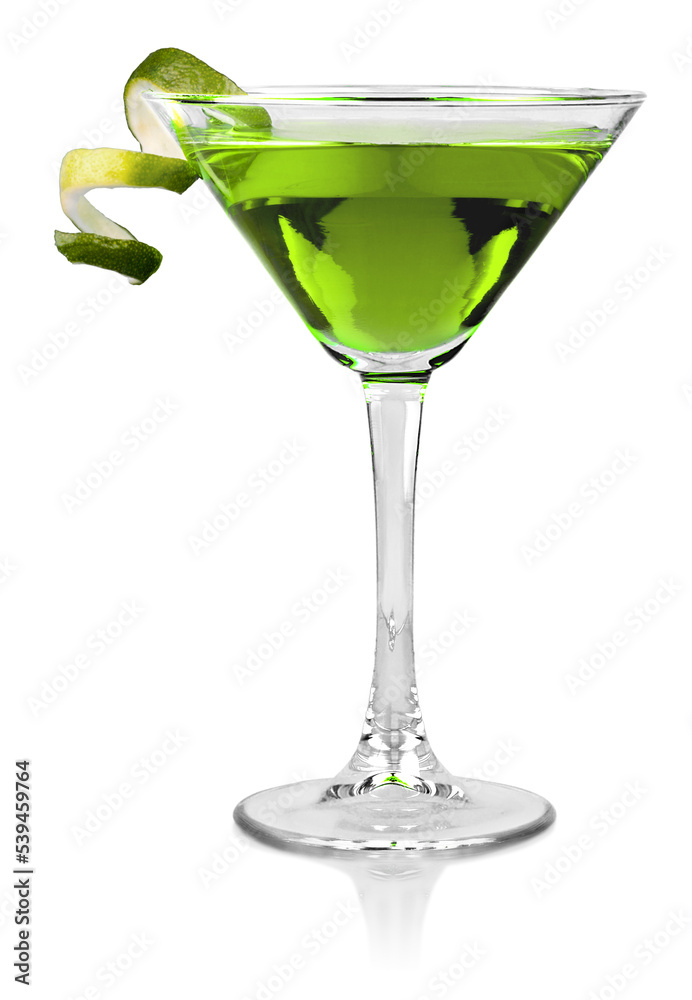 Cocktail green drink lime isolated alcoholic martini glass