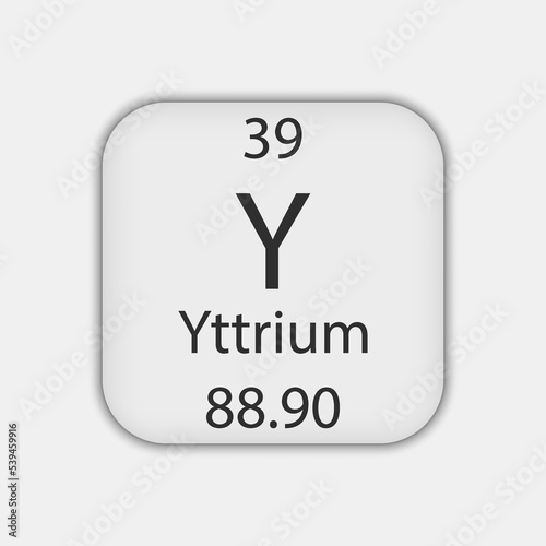 Yttrium symbol. Chemical element of the periodic table. Vector illustration.
