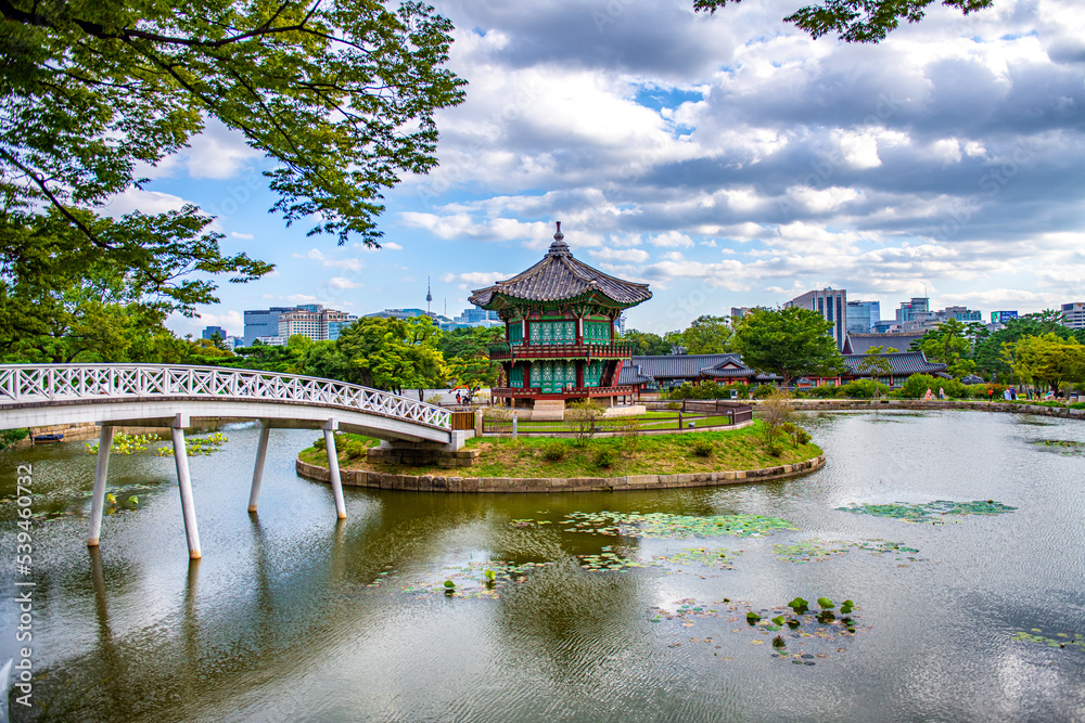 pavilion in the park, at Gyeongbokgung palace, Seoul South Korea.