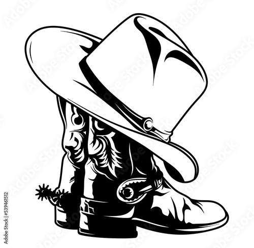 Print op canvas Isolated illustration cowboy hat