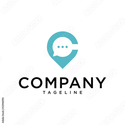 Letter C Location with Chat. can be a logo for a home location search company, friends, etc