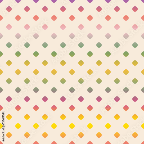 Colorful polka dots rainbow seamless pattern on pink background vector Image.