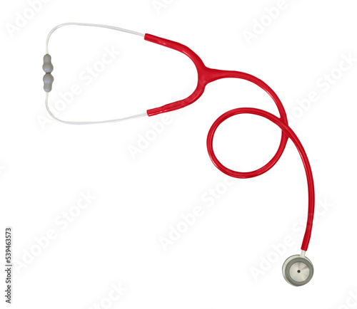 isolated on white background red stethoscope for newborns