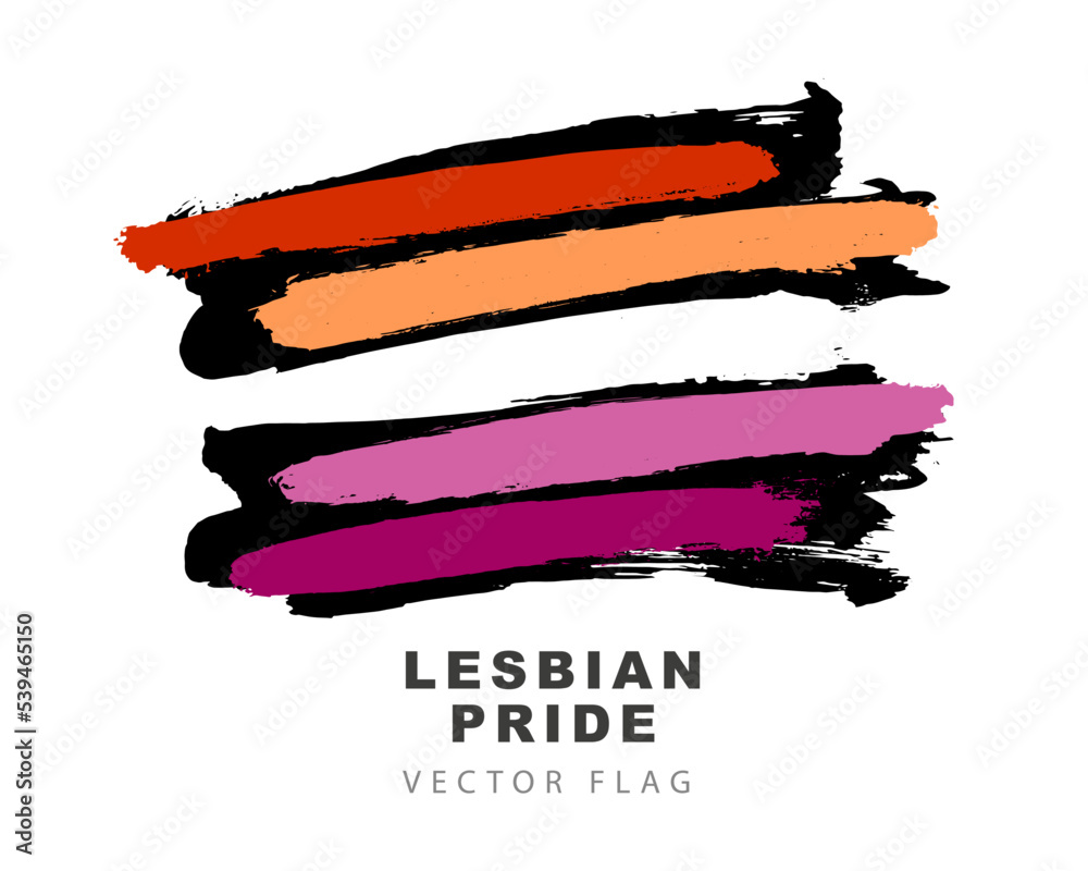 The flag of lesbian pride. Colored brush strokes drawn by hand. A ...
