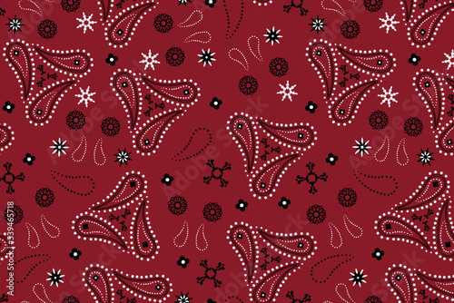 Seamless pattern based on an ornament with Paisley bandana print, bandana print, silk neckerchief for printing on fabric and paper