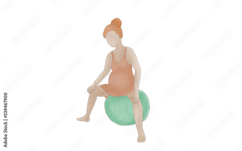 a pregnant woman sitting on green fitball a pregnant woman sitting on green fitball