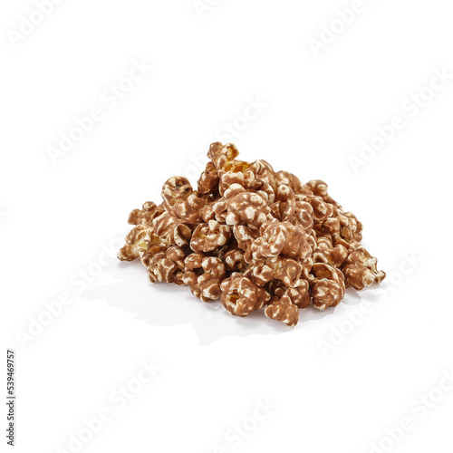 Popcorn on white background and free space 