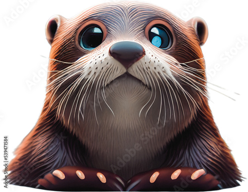 Cute baby otter with big eyes looking at you