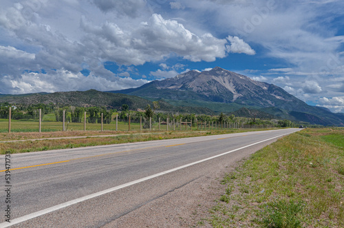 scenic view of Sopris Mountain from Colorado State Highway 133 near Carbondale (Pitkin county)