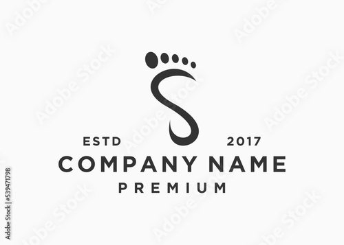 letter s with foot logo design vector illustration template