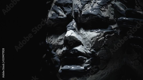 Wallpaper Mural A white statue of a man. Paint is pouring on the white statue. Torontodigital.ca