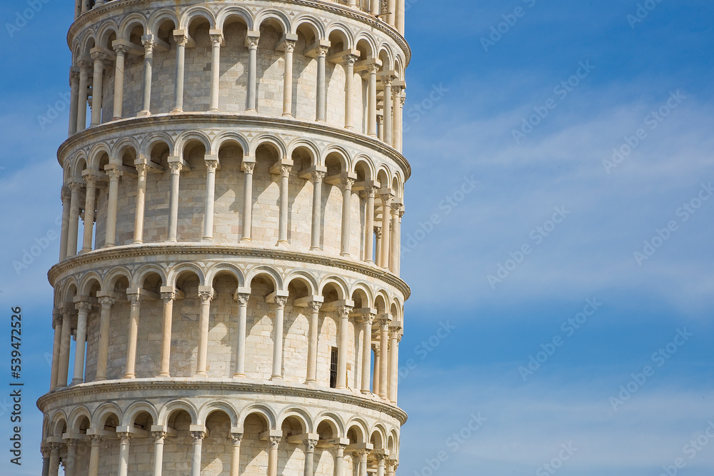 The famous Leaning Tower completely restored from damage of pollution (Italy - Tuscany - Pisa)