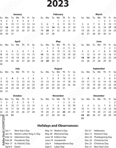 2023 Year Calendar