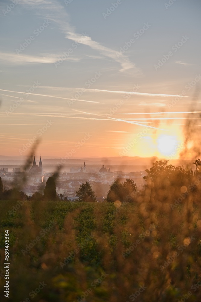 Fototapeta premium Sunrise over the city, Kroměříž, Czech Republic